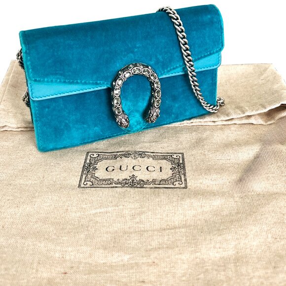GUCCI Velvet Super Mini Dionysus Shoulder Bag Peacock Blue - Picture 13 of 15